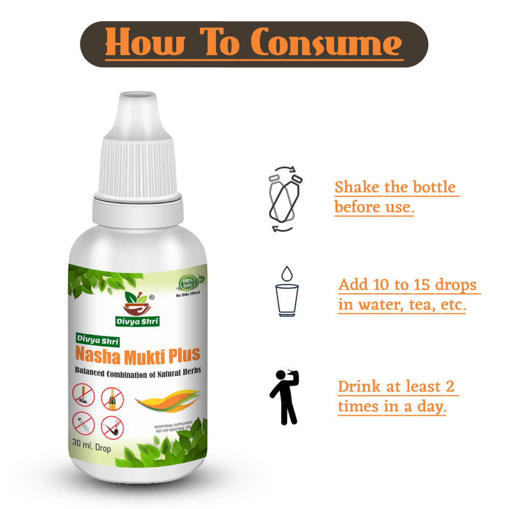 
                  
                    Divya Shri Nasha Mukti Plus Liquid, Leave Bad Habits Easily, No Taste & Smell (1 Bottle Pack)
                  
                
