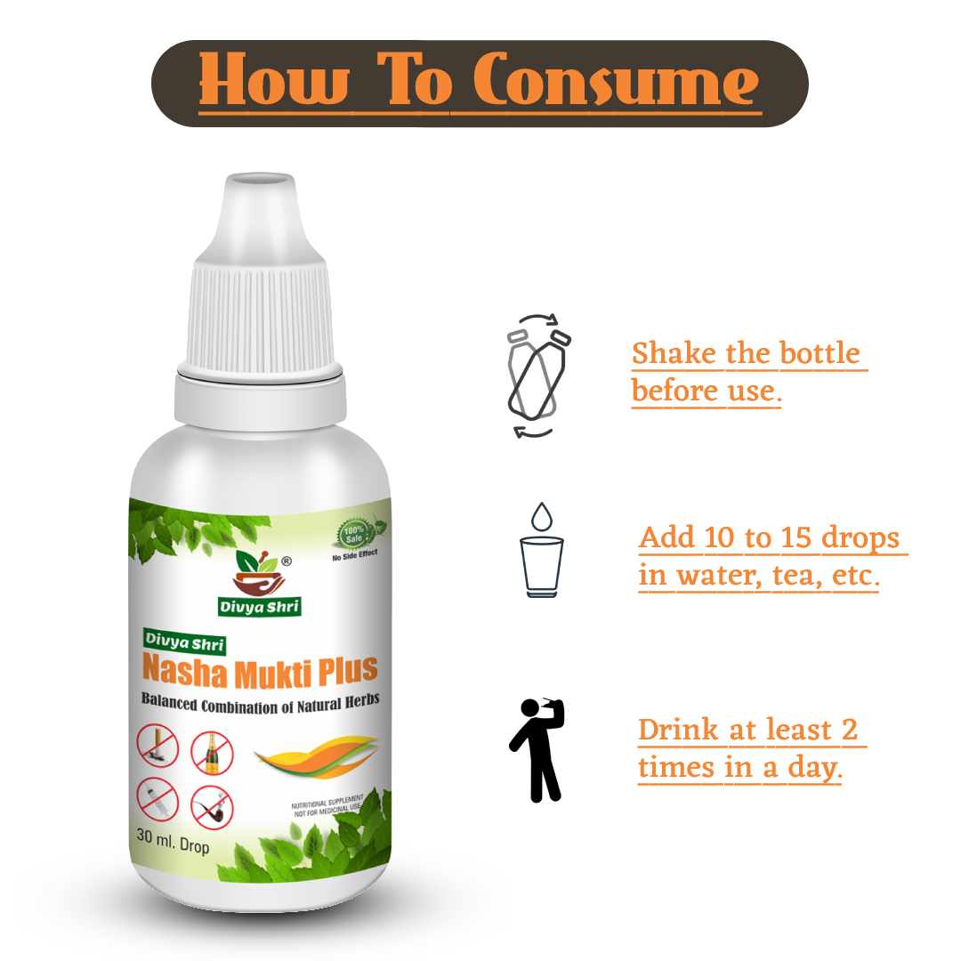 
                  
                    Divya Shri Nasha Mukti Plus Liquid, Leave Bad Habits Easily, No Taste & Smell (1 Bottle Pack)
                  
                