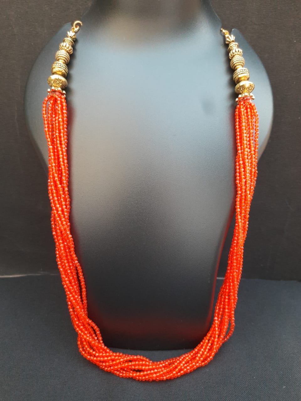 Lovely orange hydrobeads multilayered  neckpiece