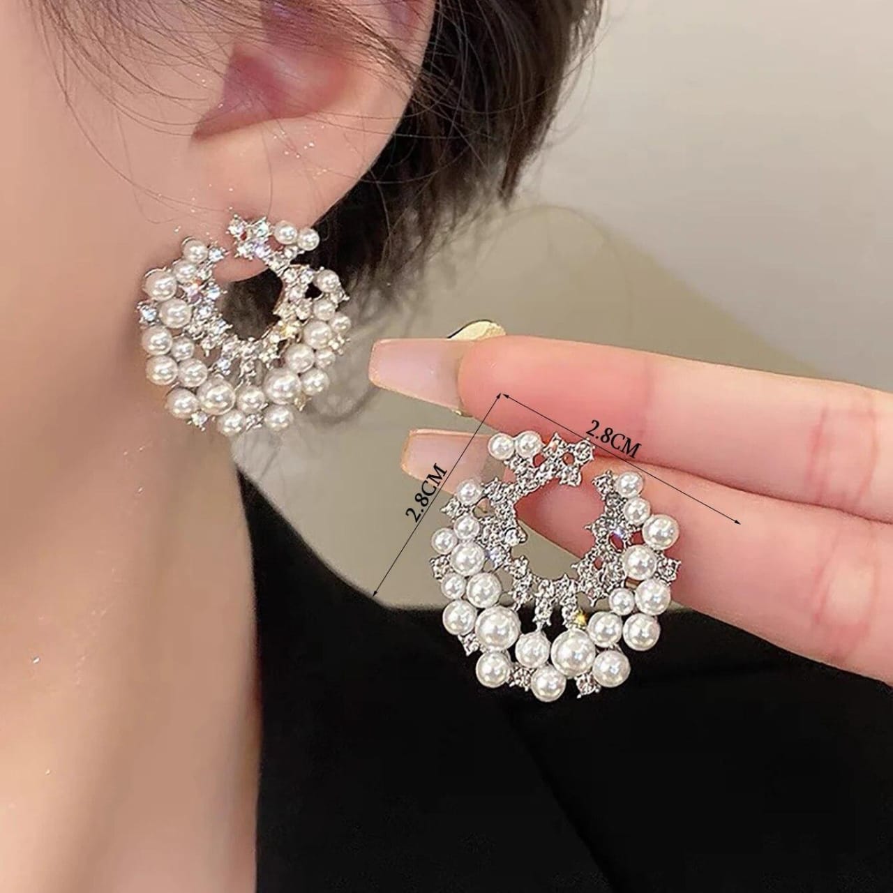 
                  
                    Luxurious Pearl and American Diamond Stud Earrings - Bridal & Occasion Wear
                  
                