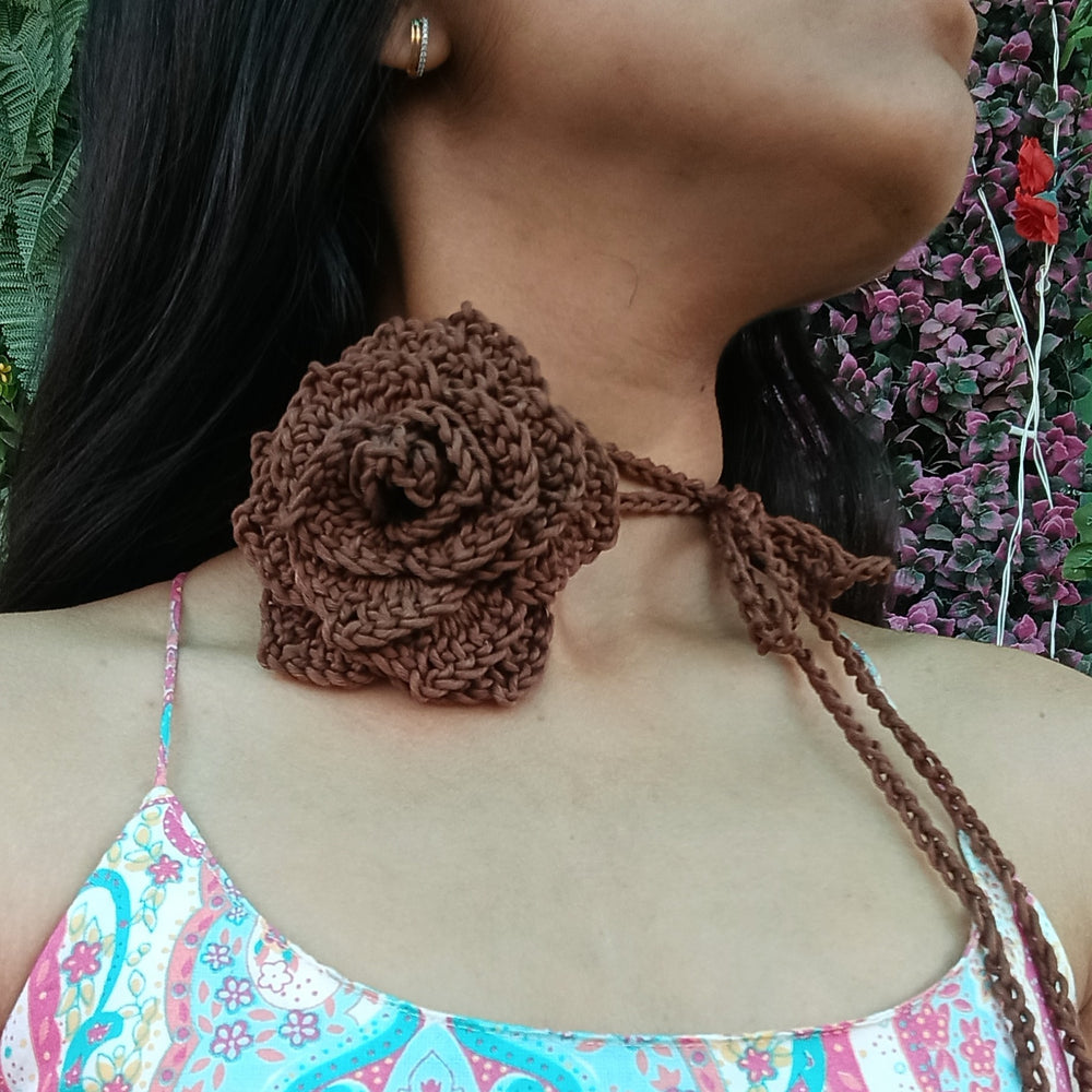 
                  
                    Rosé Reverie Rose Crochet Choker Necklace | Teen Gift, Vintage-Inspired Handmade Choker, Knit Women Necklace, Rose Necklace, Crochet Jewelry
                  
                