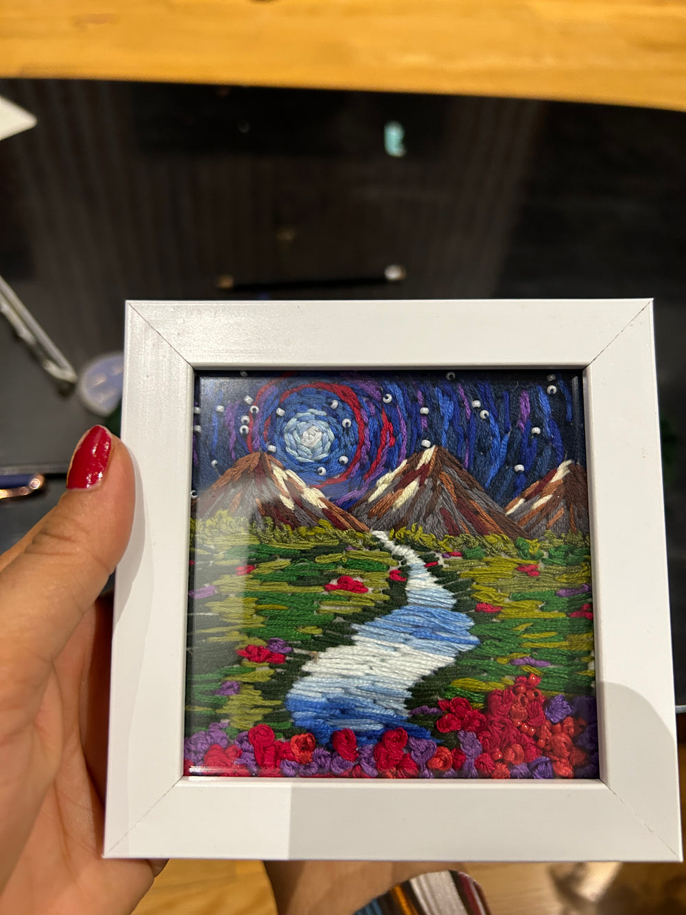 WALL HANGING , PHOTO FRAME, HAND MADE GIFT, HAND MADE EMBORIDERY FRAME