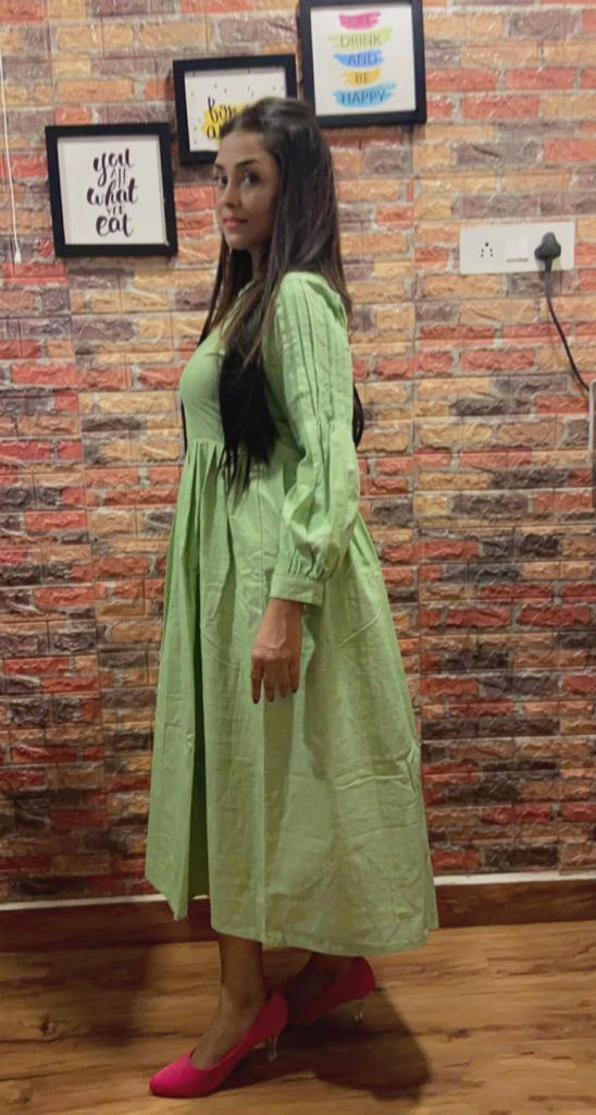 
                  
                    JADE – Handcrafted Shirt Collared ,Button down Pleated Full Sleeved Wrap Maxi Dress
                  
                