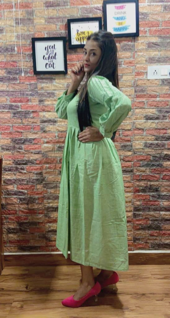 
                  
                    JADE – Handcrafted Shirt Collared ,Button down Pleated Full Sleeved Wrap Maxi Dress
                  
                