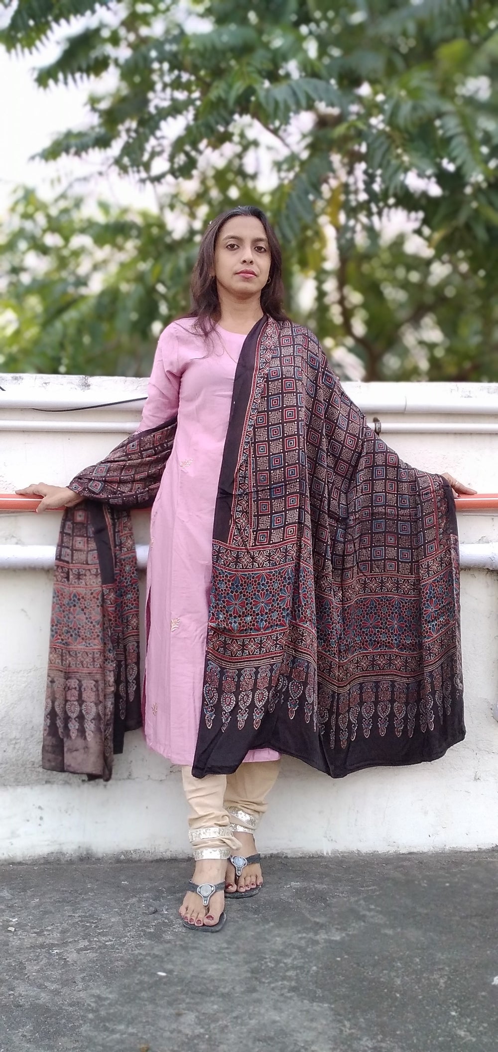 SHAYARANA - Premium Modal Silk ,Natural Dye,Ajrakh Hand Block Printed Duppatta/Stole