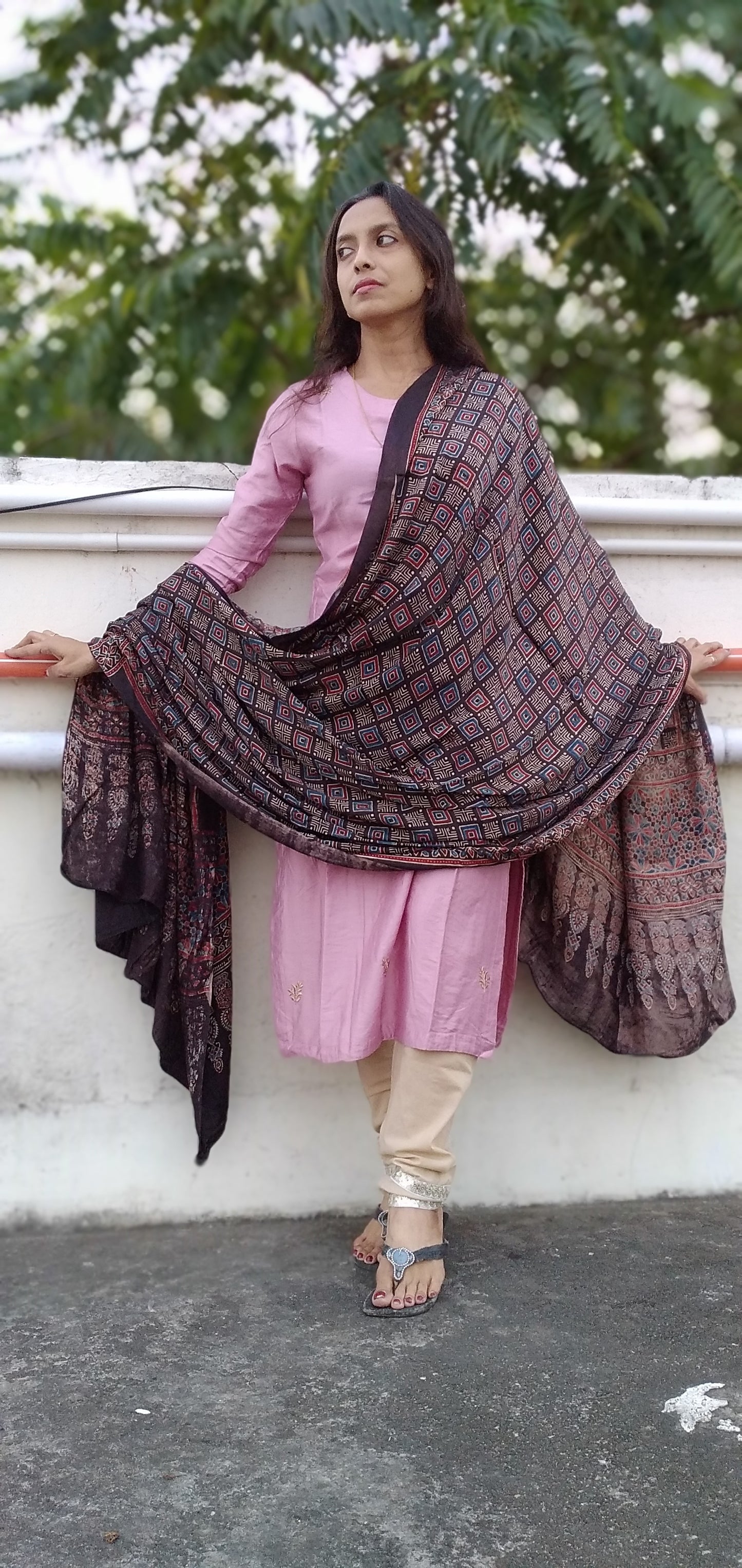 
                  
                    SHAYARANA - Premium Modal Silk ,Natural Dye,Ajrakh Hand Block Printed Duppatta/Stole
                  
                