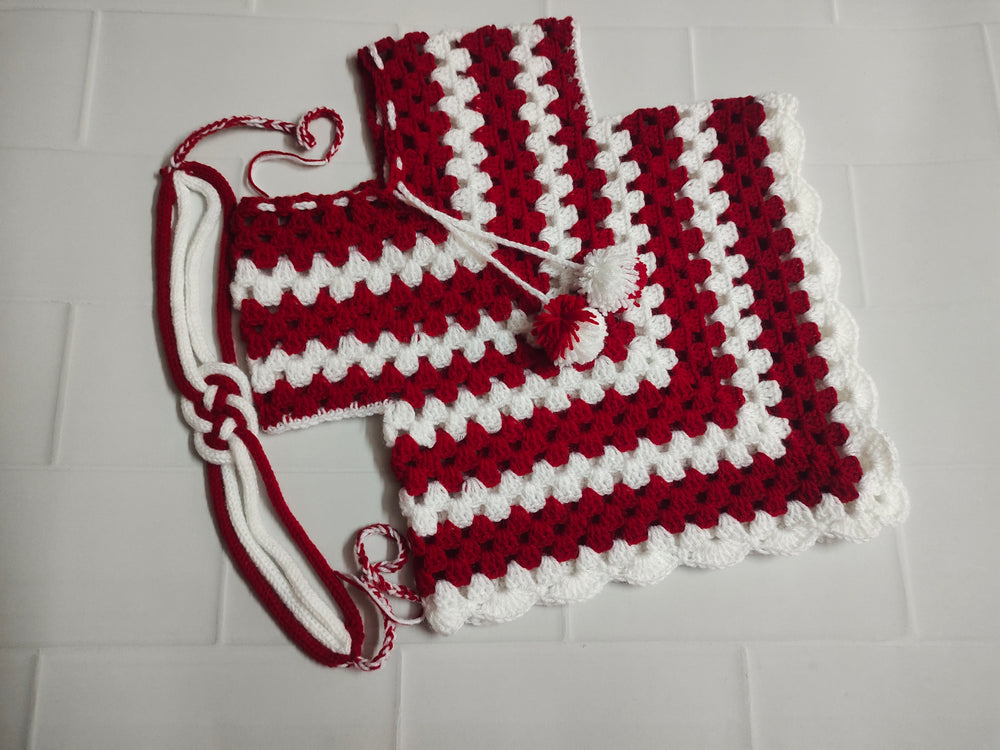 Crochet Poncho Dress Set