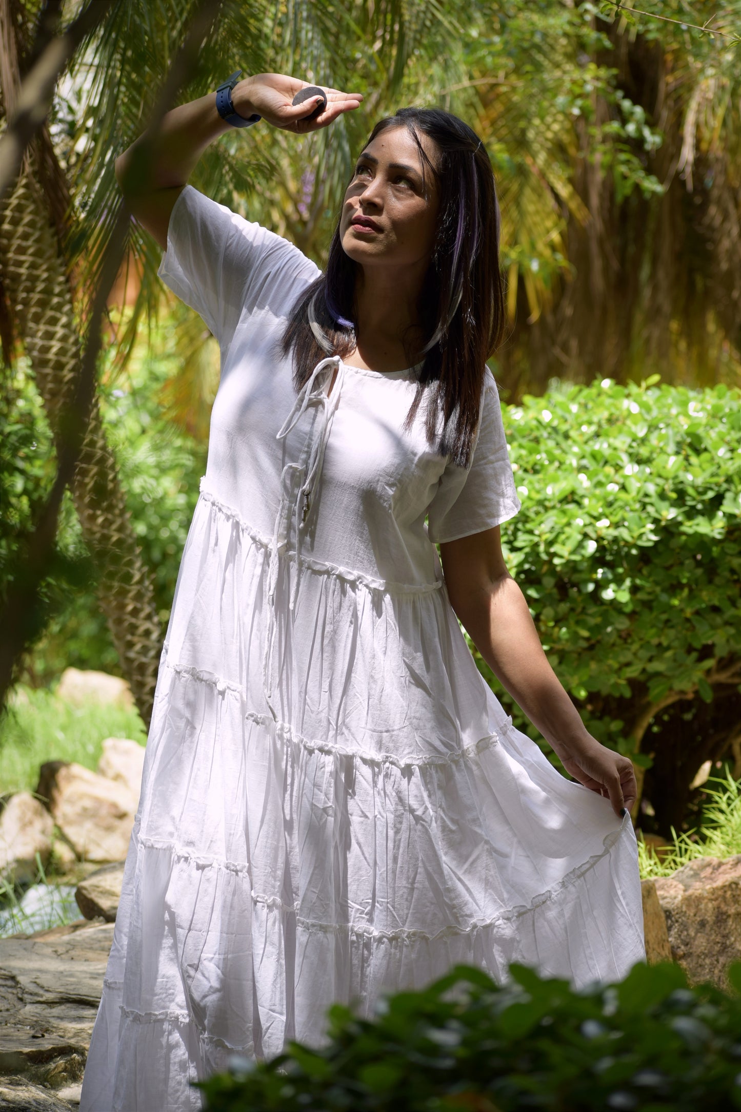 
                  
                    SUNDOWNERS COURSE -Magnificent handcrafted Long Boho Styled Designer Dress in Premium Muslin Cotton ,Limited Edition White Dress for Summer.
                  
                