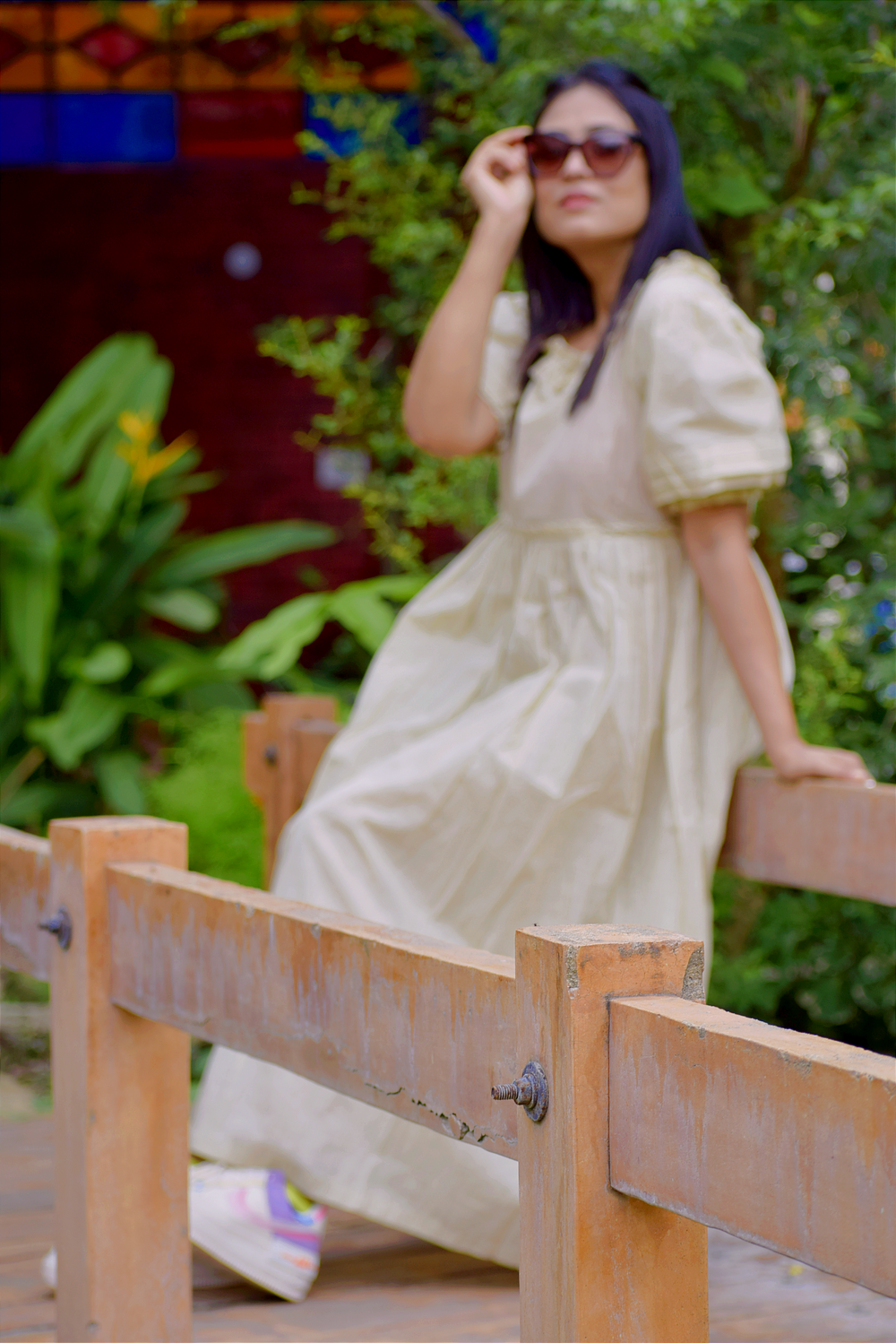VICTORIAN MASQUERADE II – Puff-Sleeve Pin tuck Casual Wear / Summer Dress / Party Wear Ruffle Sleeves Dress in Cotton .