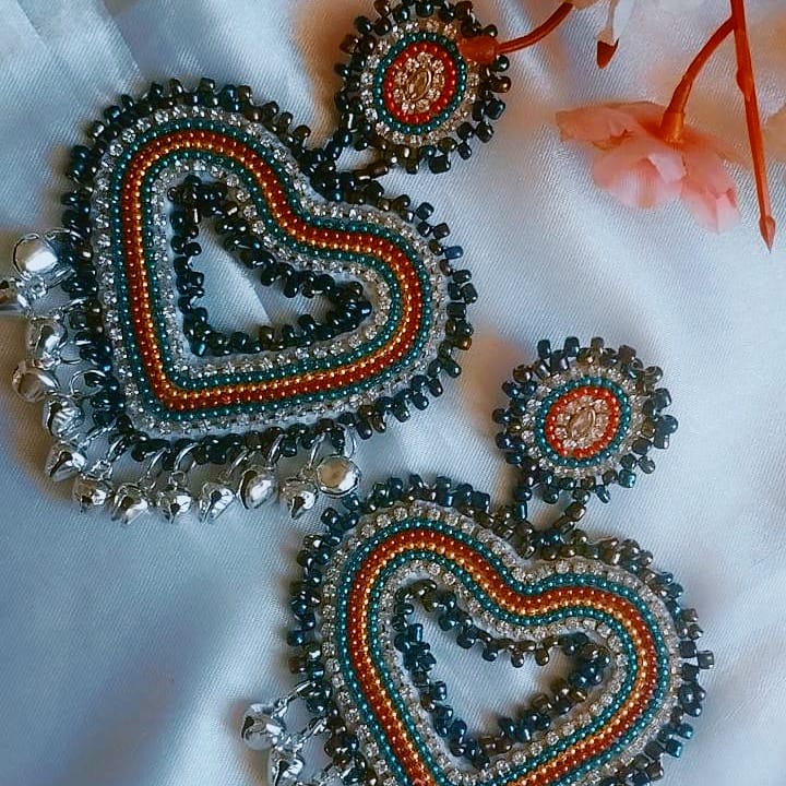 Heart Beaded Dangler Earrings