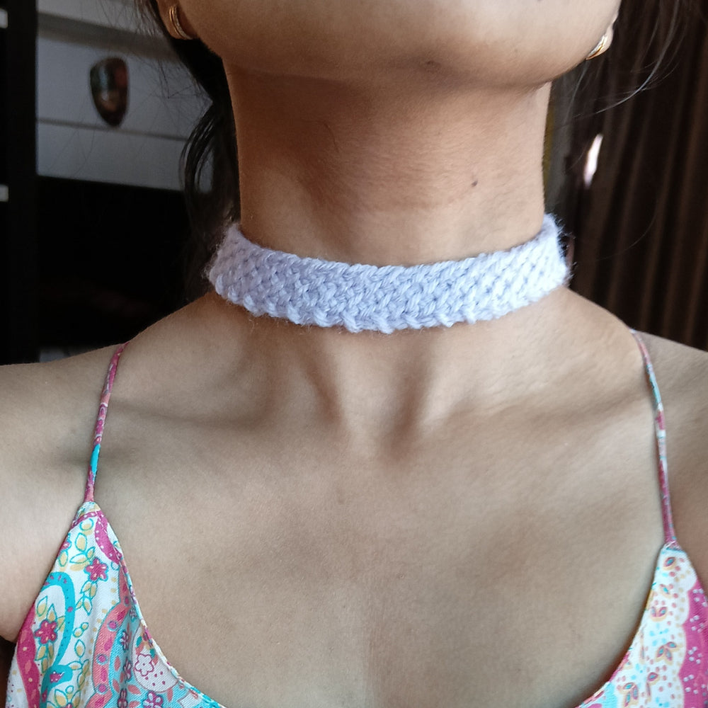 Everyday Loop Minimalist Crochet Choker Necklace | Handmade Lace Collar, Bohemian Necklace, Thin Minimalist Choker for Women and Girls