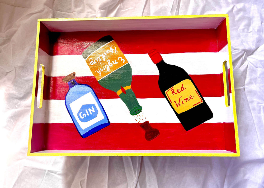 
                  
                    Wine Tray | Hand Painted serving tray
                  
                