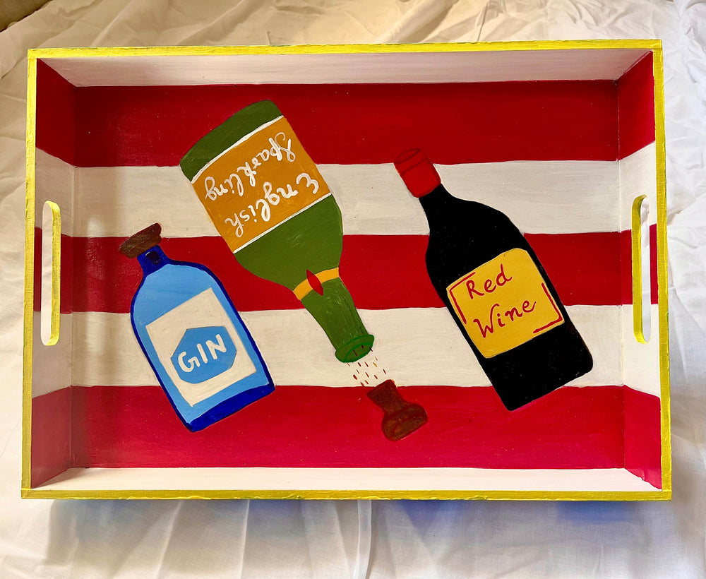 Wine Tray | Hand Painted serving tray