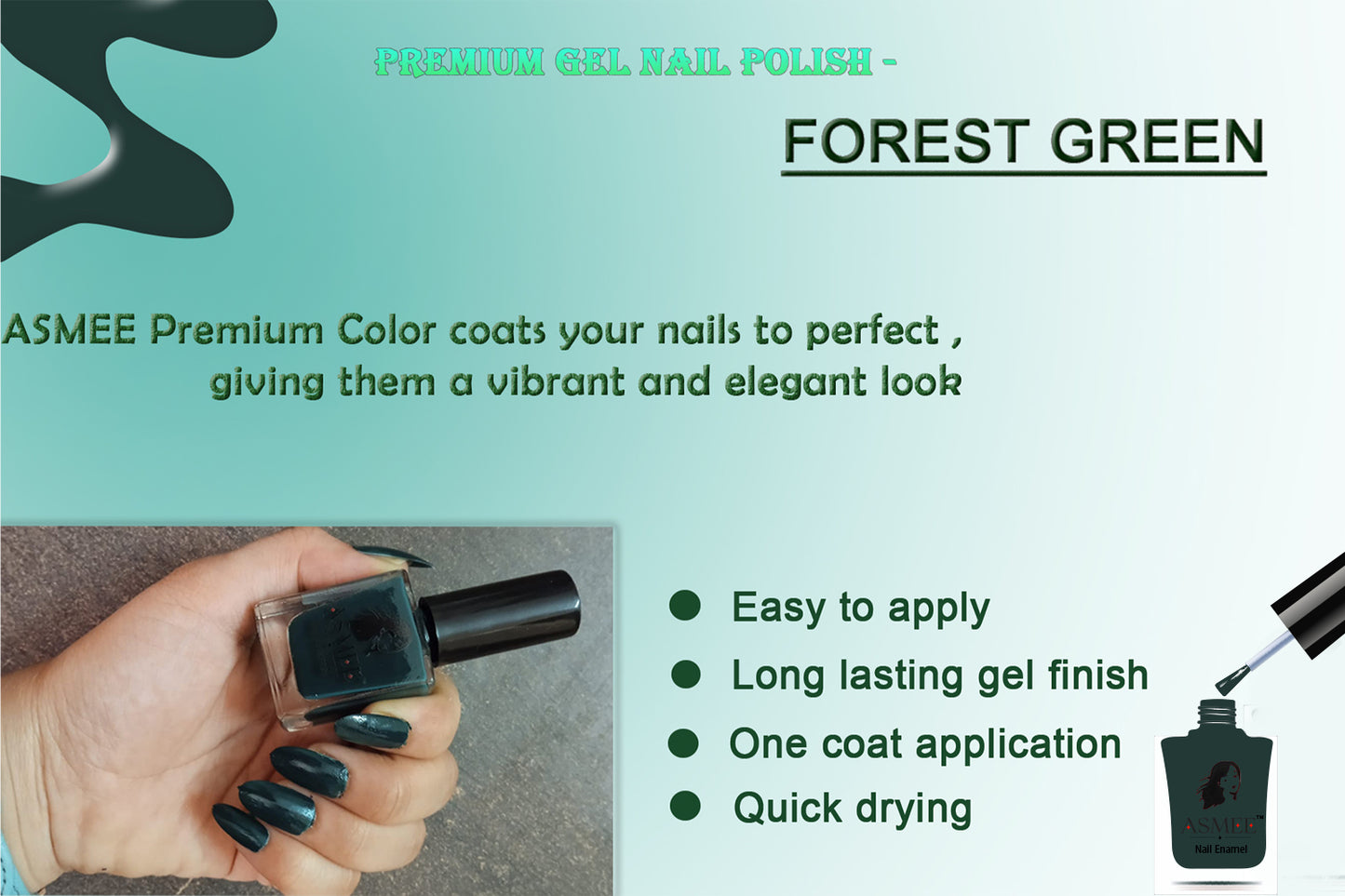 
                  
                    Forest Green - Asmee Premium Gel Nail Polish (10ml)
                  
                