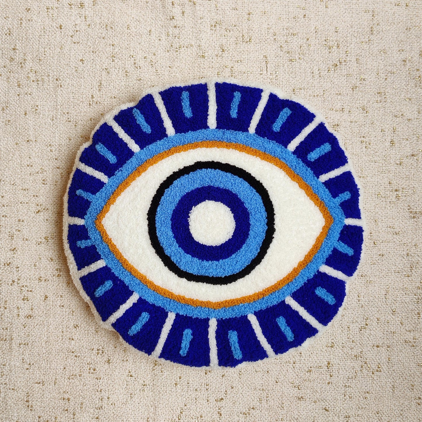 
                  
                    Blue Cotton Hand Embroidered Guardian Eye to Evil Eye Pillow Cover
                  
                