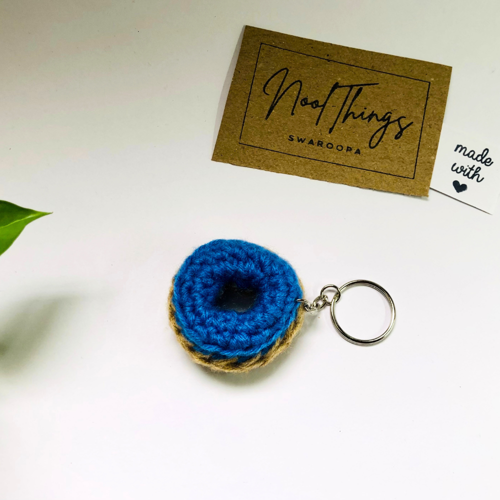 Crochet Doughnut Keychain - Blue