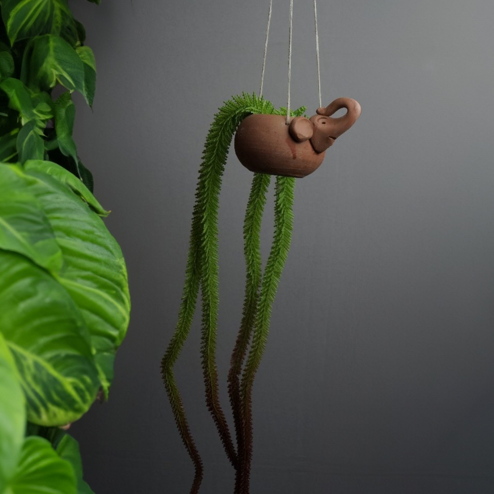 Handmade Terracotta Hanging Planter Elephant