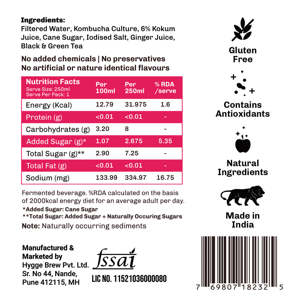 
                  
                    Umami Brew Sparkling Kombucha - Kokum Ginger Pack of 6 (6X250ml)
                  
                