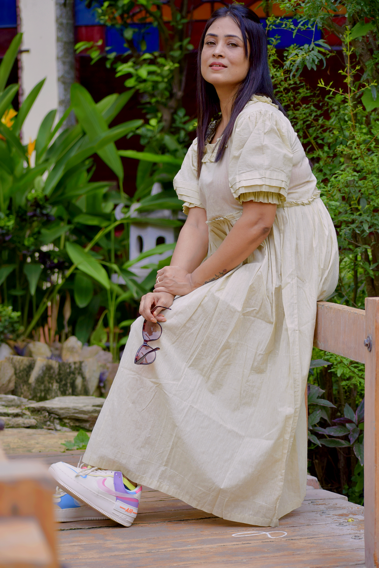 
                  
                    VICTORIAN MASQUERADE II – Puff-Sleeve Pin tuck Casual Wear / Summer Dress / Party Wear Ruffle Sleeves Dress in Cotton .
                  
                