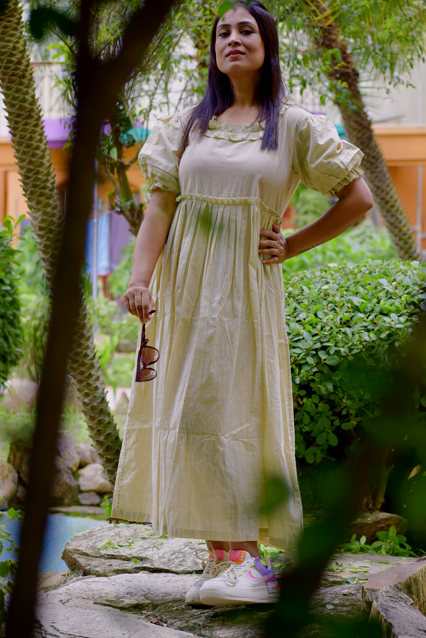 
                  
                    VICTORIAN MASQUERADE II – Puff-Sleeve Pin tuck Casual Wear / Summer Dress / Party Wear Ruffle Sleeves Dress in Cotton .
                  
                