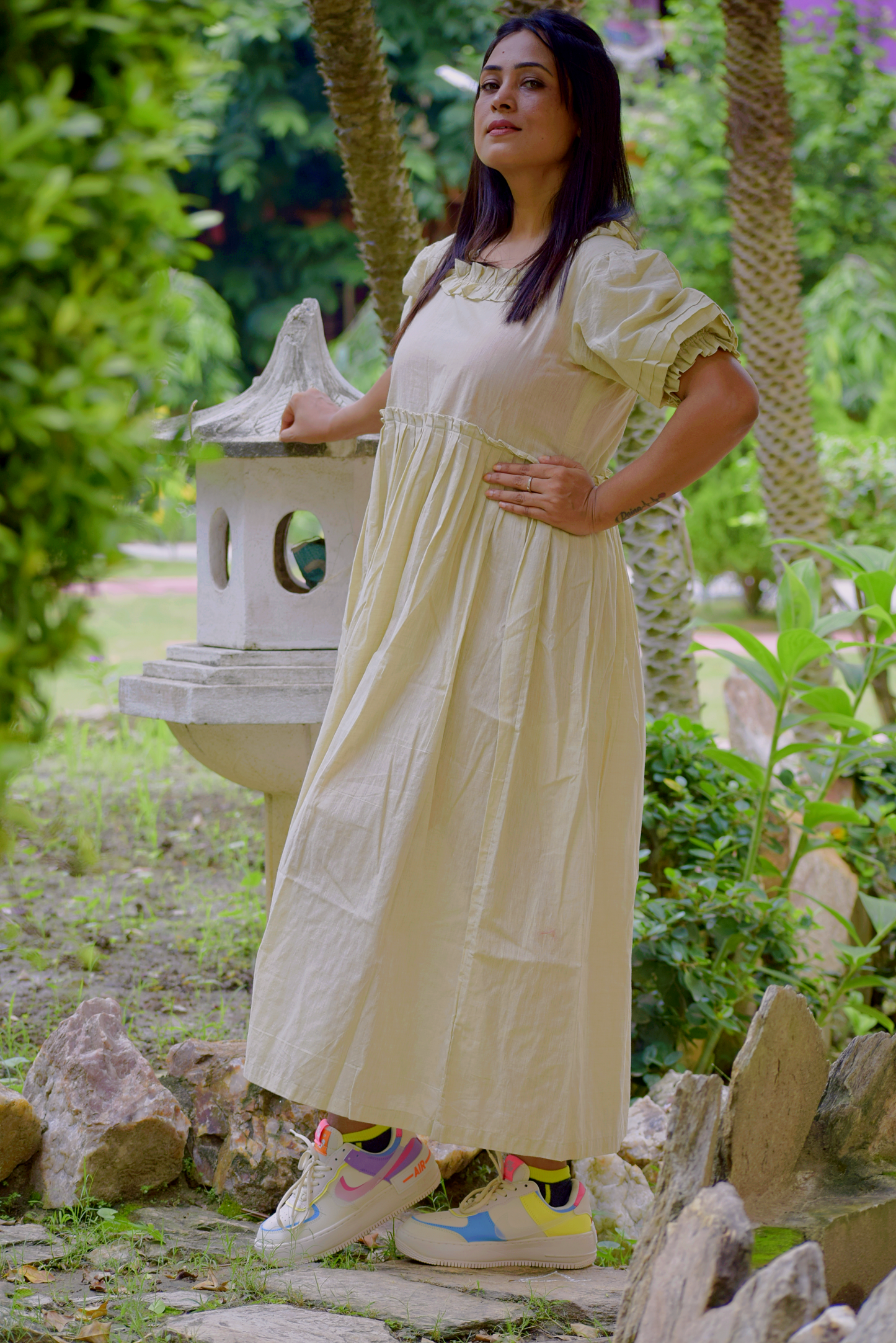 
                  
                    VICTORIAN MASQUERADE II – Puff-Sleeve Pin tuck Casual Wear / Summer Dress / Party Wear Ruffle Sleeves Dress in Cotton .
                  
                