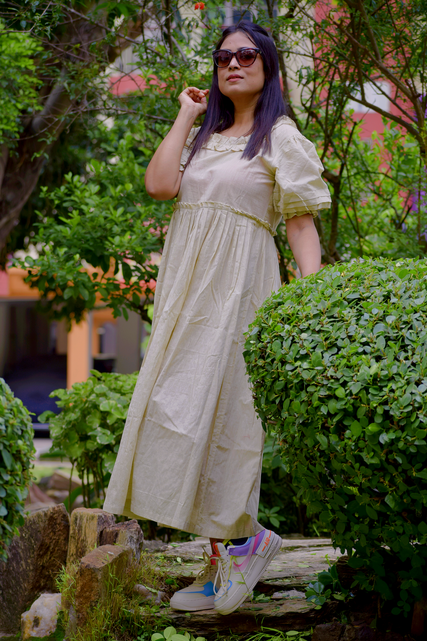 
                  
                    VICTORIAN MASQUERADE II – Puff-Sleeve Pin tuck Casual Wear / Summer Dress / Party Wear Ruffle Sleeves Dress in Cotton .
                  
                