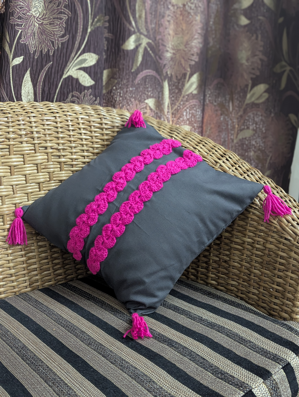 Cushion Cover: Magenta Ribbons