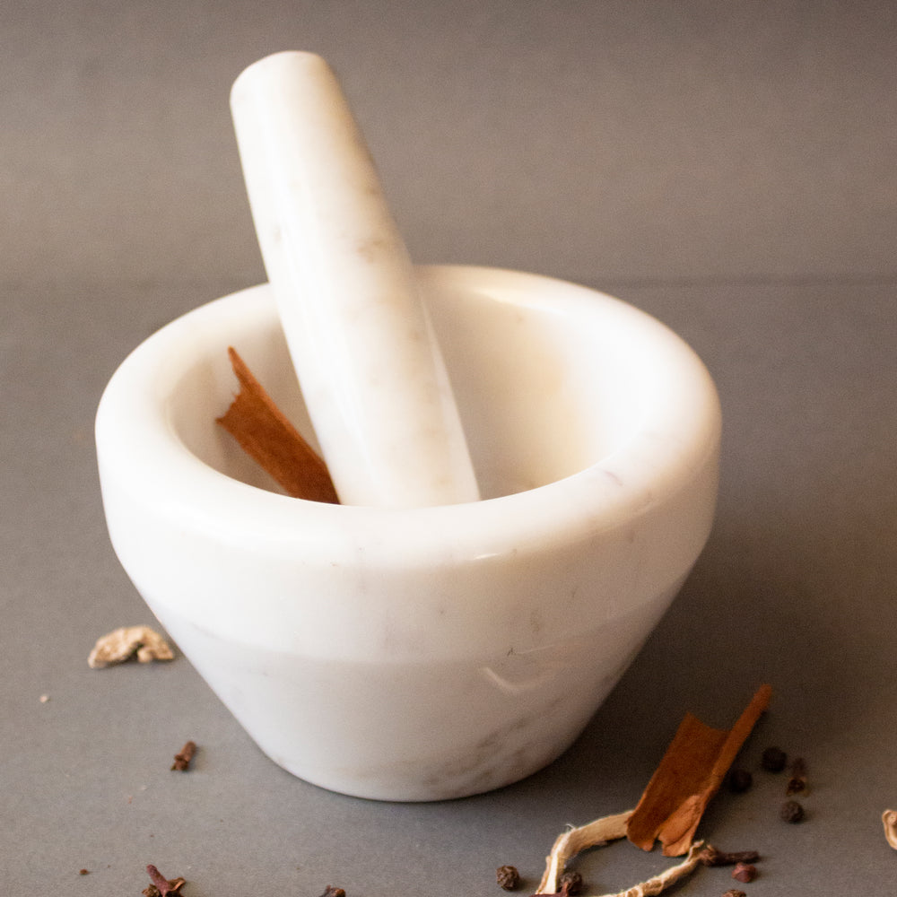 
                  
                    The White Indian Marble Masala Pot Mortar and Pestle
                  
                