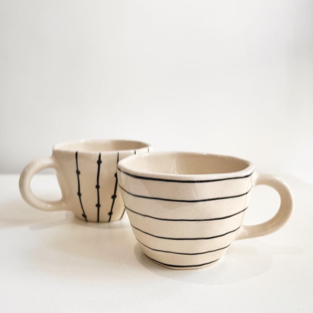 
                  
                    'Meeting Lines' Coffee Cups Pair - Kreate- Cups & Mugs
                  
                