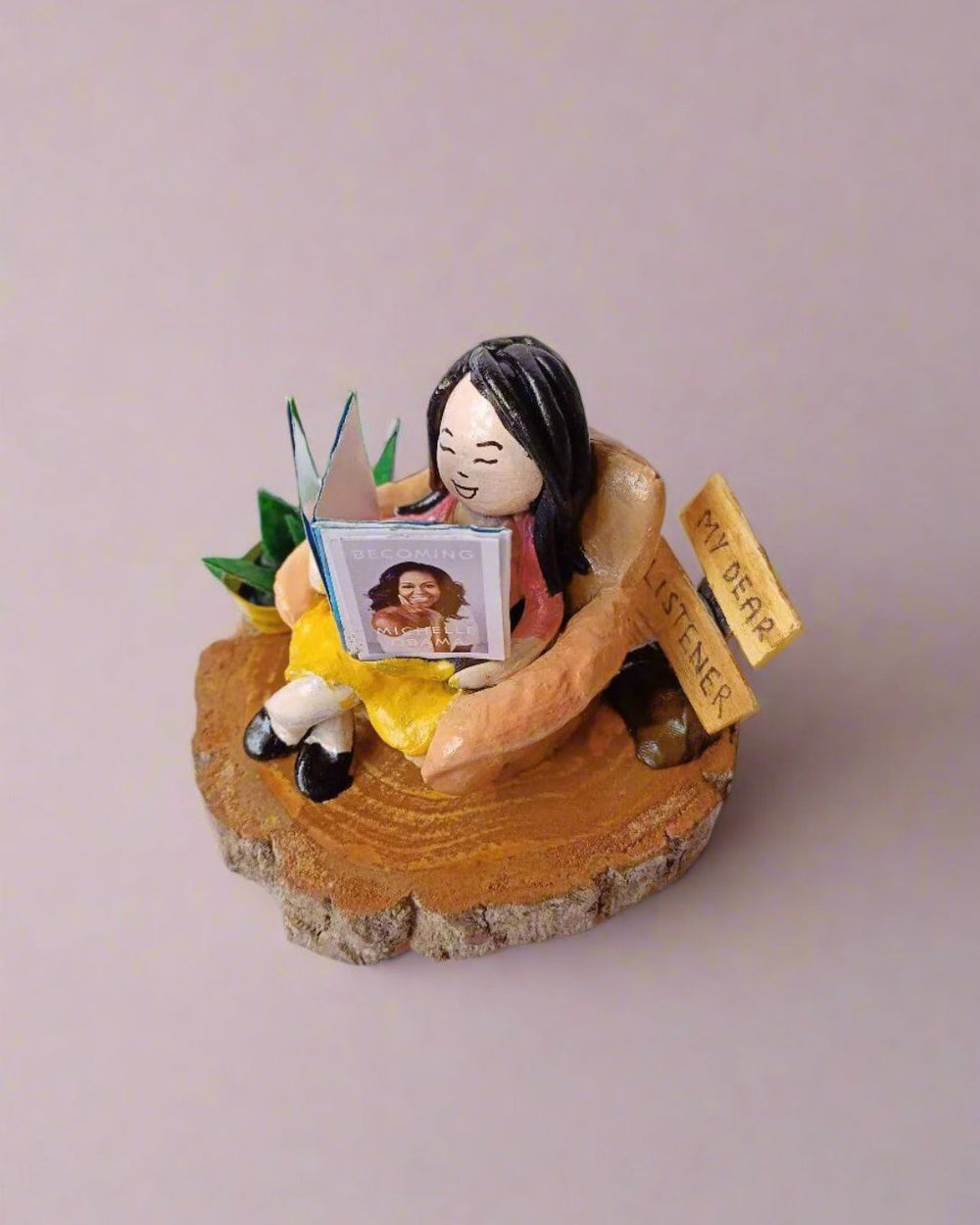 Rainvas Reader Girl Custom Miniature Tabletop for Book Lovers | Gender Customization Available