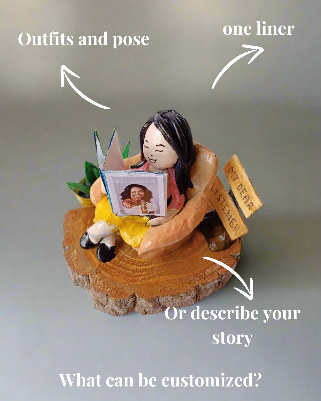 
                  
                    Rainvas Reader Girl Custom Miniature Tabletop for Book Lovers | Gender Customization Available
                  
                