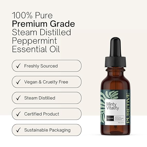 
                  
                    Puretive Botanics Mindful Refresh | Peppermint Essential Oil For Skin & Hair Care, Scalp, Aromatherapy |100% Pure & Natural Therapeutic Grade, Undiluted | 15ml Visit the Puretive Store
                  
                