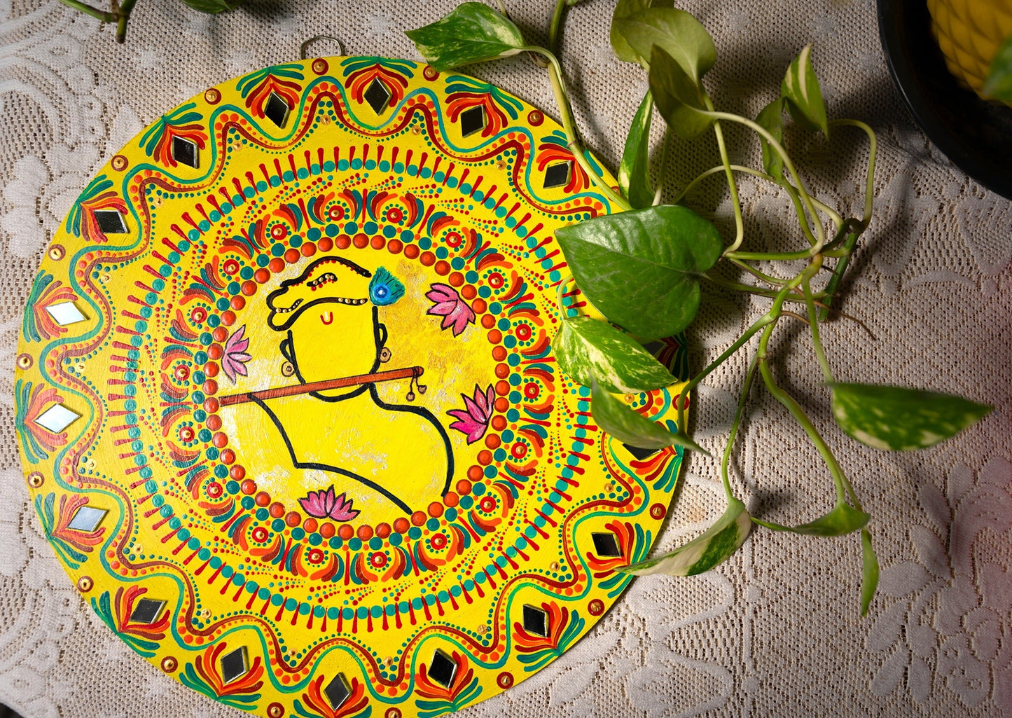 
                  
                    Murlidhar Yellow Mandala Home Decor 12 inches
                  
                