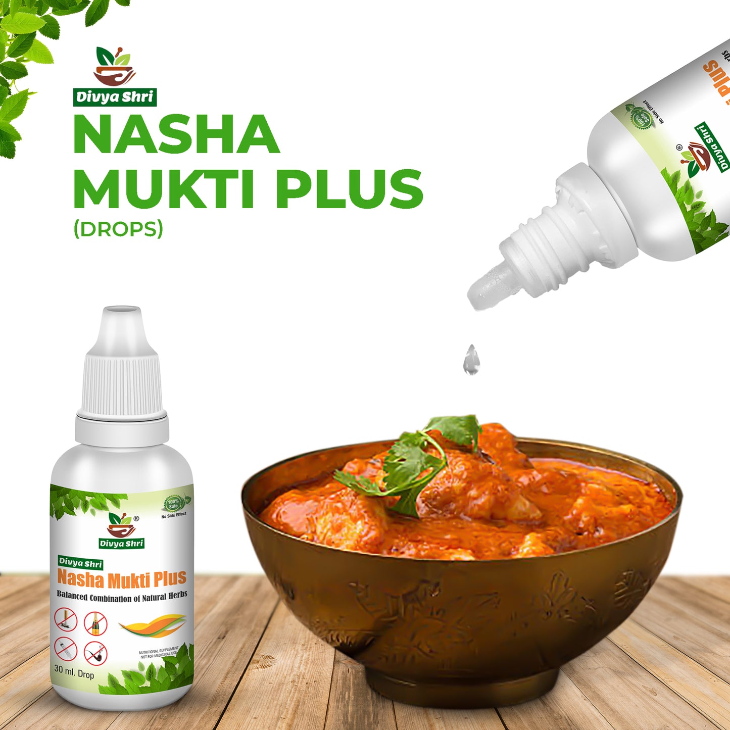 
                  
                    Divya Shri Nasha Mukti Plus Liquid, Leave Bad Habits Easily, No Taste & Smell (1 Bottle Pack)
                  
                