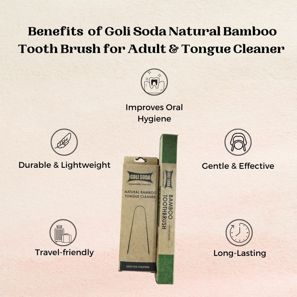 
                  
                    Goli Soda Natural Bamboo Toothbrush with Soft Plant Bristles & Bamboo Tongue Cleaner
                  
                