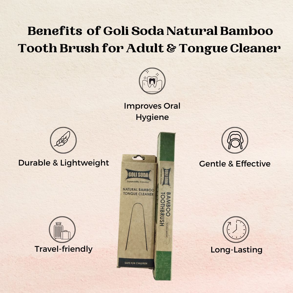 
                  
                    Goli Soda Natural Bamboo Toothbrush with Soft Plant Bristles & Bamboo Tongue Cleaner
                  
                