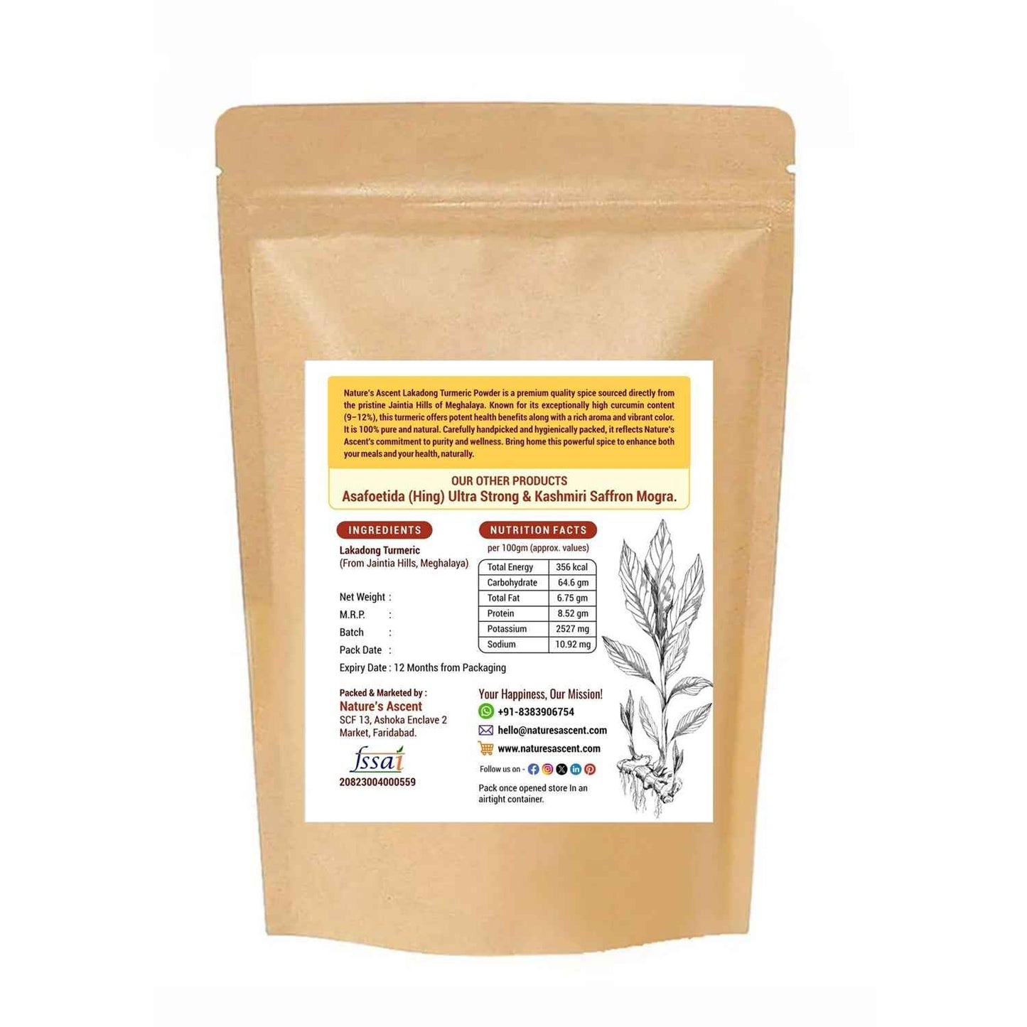 
                  
                    Nature’s Ascent Pure Lakadong Turmeric Powder - High Curcumin (9-12%) | Organically Grown | Strong Aroma & Bright Color | Sourced from Meghalaya (500gm)
                  
                