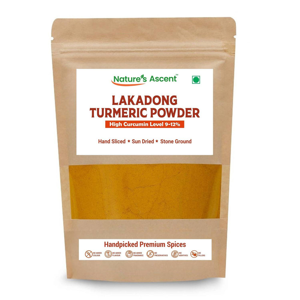 Nature’s Ascent Pure Lakadong Turmeric Powder - High Curcumin (9-12%) | Organically Grown | Strong Aroma & Bright Color | Sourced from Meghalaya (500gm)