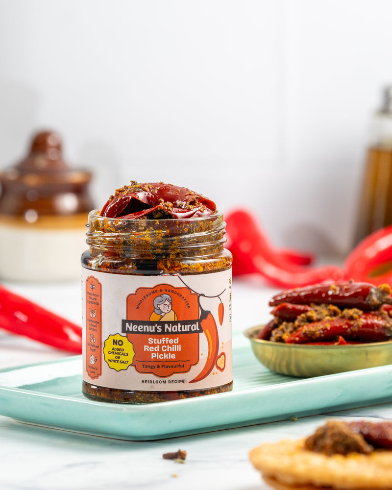 
                  
                    Stuffed Red chilli pickle
                  
                