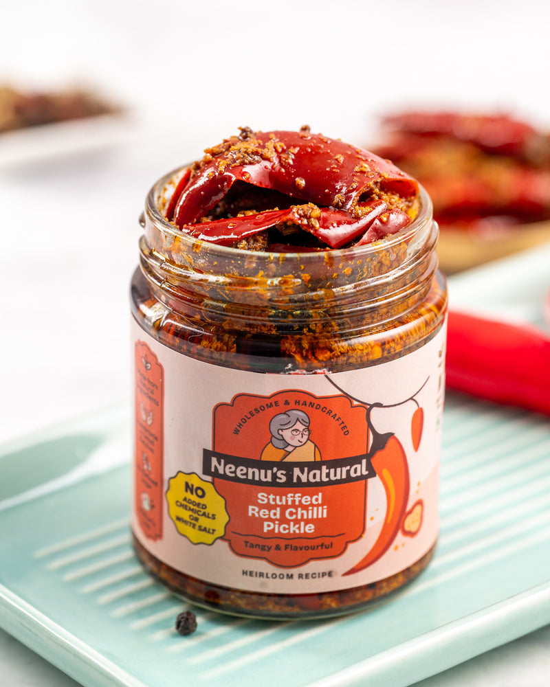 
                  
                    Stuffed Red chilli pickle
                  
                