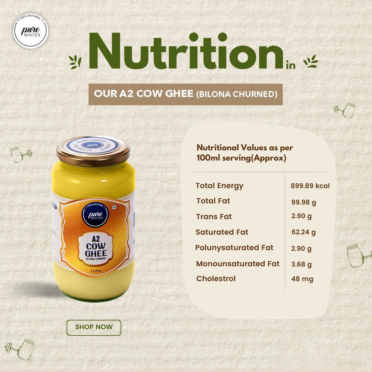 
                  
                    A2 Bilona Cow Ghee (1L)
                  
                
