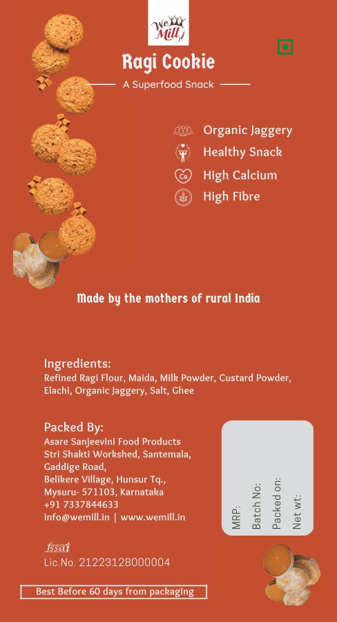 
                  
                    We Mill | Rural Good Chocolate Millet Cookies for Kids & Adults | Ragi Biscuits | Tasty & Healthy Snacks | Organic Jaggery Biscuits | Protein Digestive Biscuit | Finger millet (175g)
                  
                