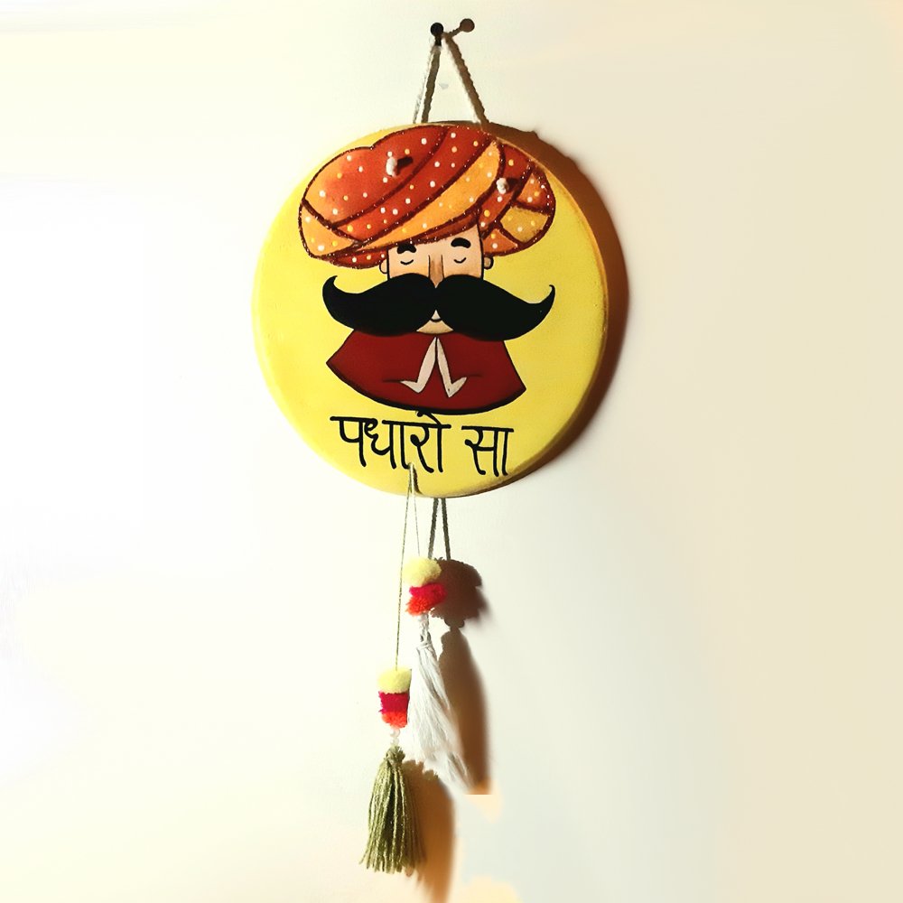 'Padharo Sa' Hand-painted Wall Decor - Kreate- Wall Decor