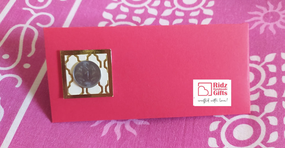 Red Envelope with Cream and Golden Leaf