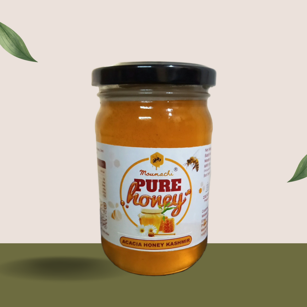 Moumachi Acacia Honey Kashmir Pure Raw Organic Honey 700g (Pet jar)