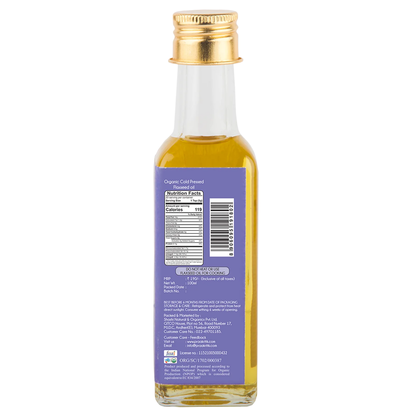 
                  
                    Praakritik Organic Cold Pressed Flaxseed Oil (100 ml)
                  
                