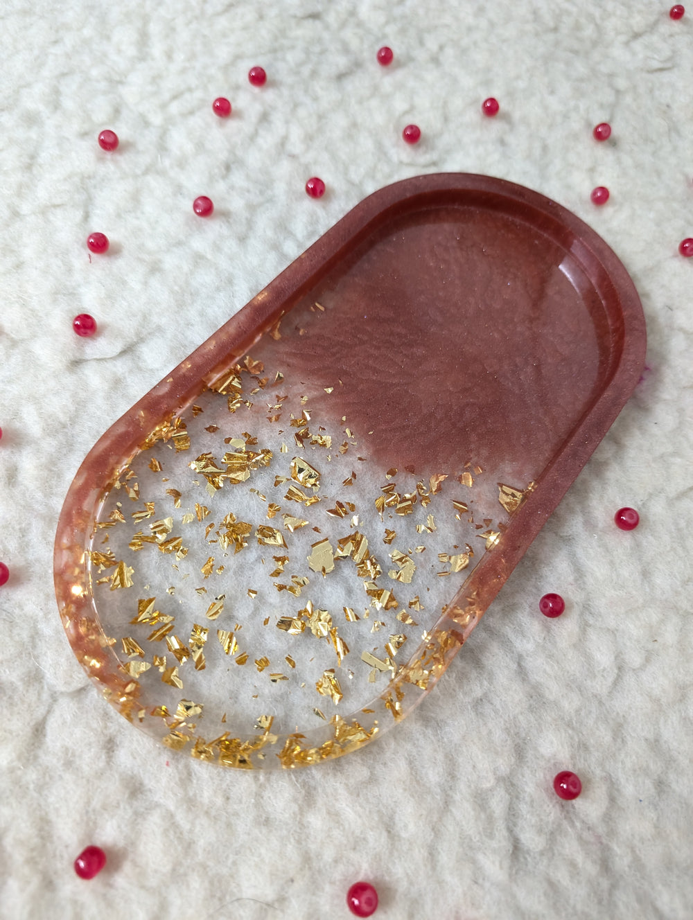 Resin Oval Trinket Tray | Resin Tray | Ruby & Golden Resin Tray