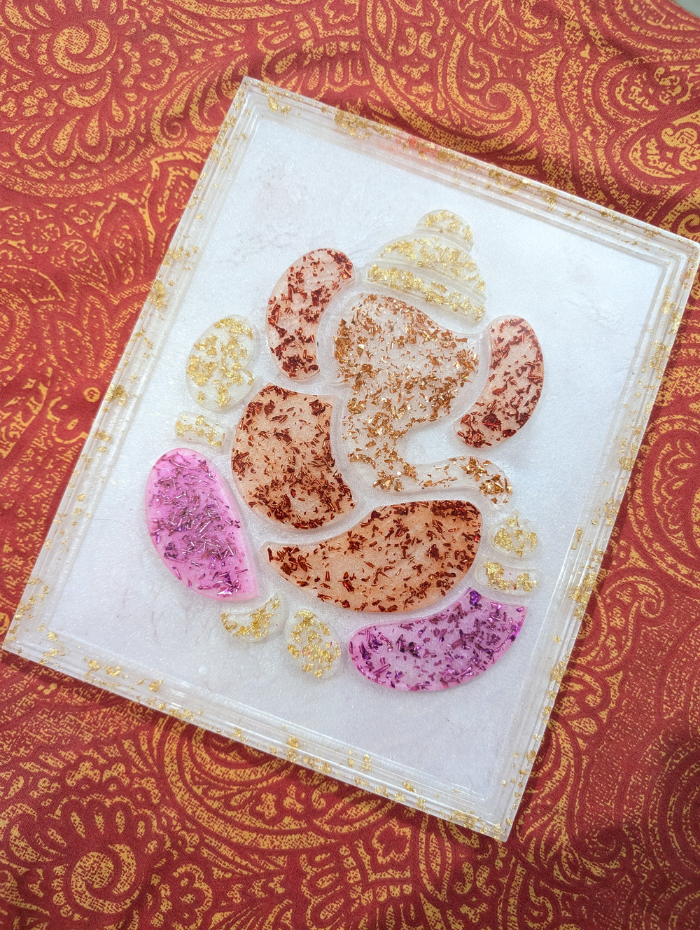 Resin Ganesha Wall Decor | Ganeshji Resin Frame | Ganesh Sathapna | Home Decor | Resin Art