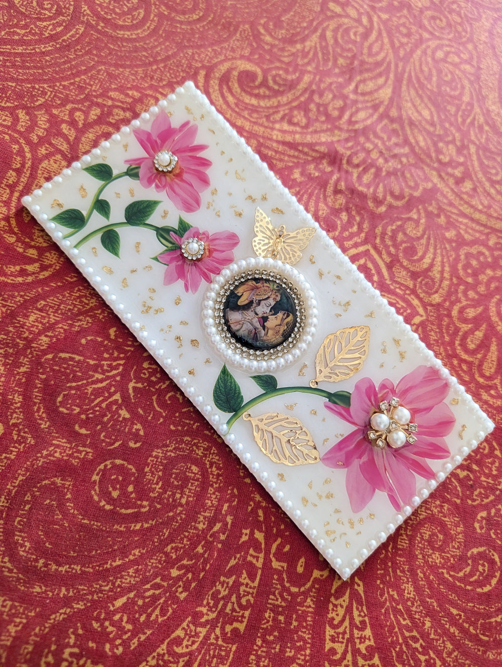 Floral Resin Envelopes with RadhaKrishna set of 2 | Resin Envelope Design