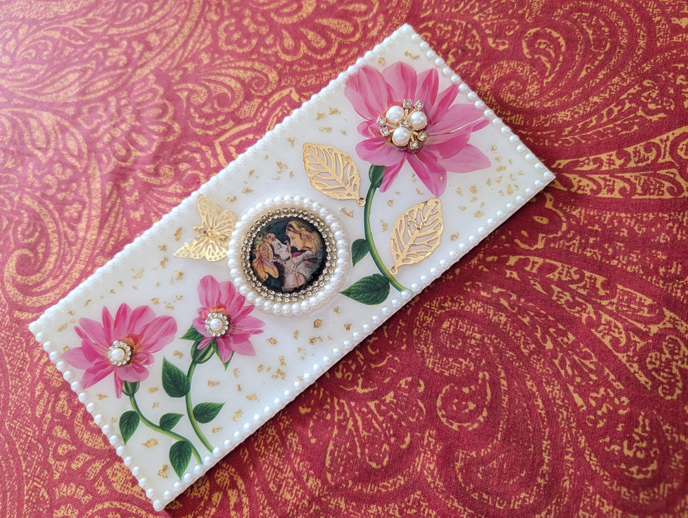 Floral Resin Envelopes with RadhaKrishna set of 2 | Resin Envelope Design